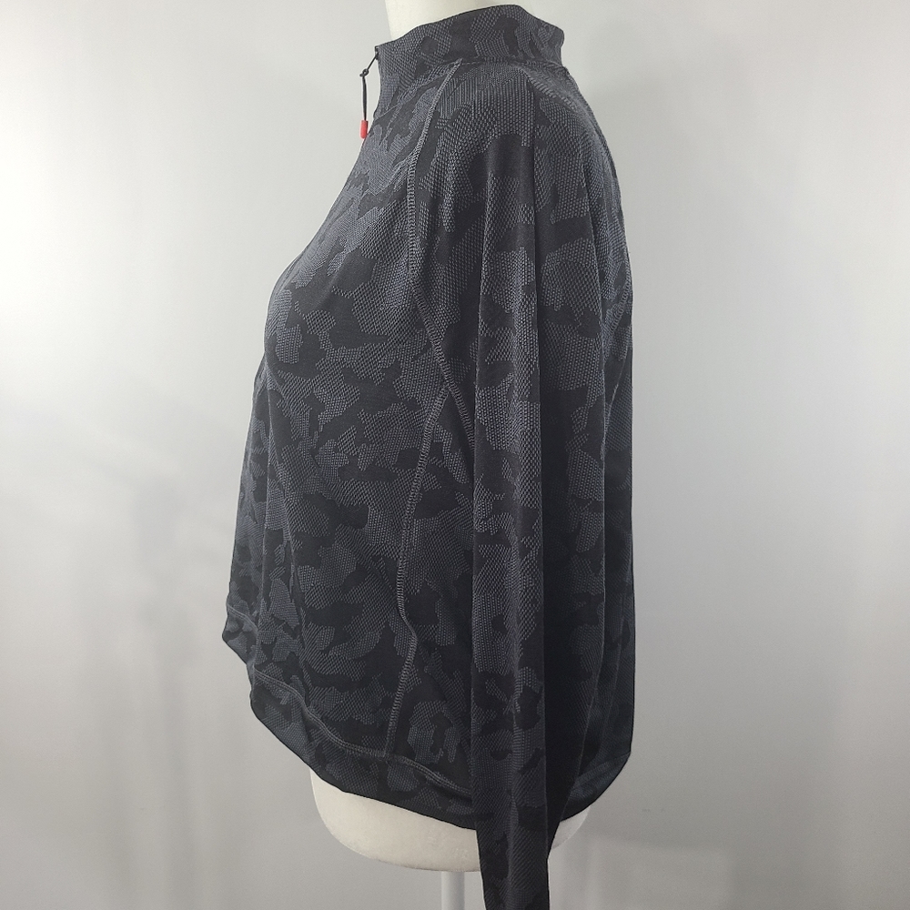 Spyder Active Camo Top Long Sleeve Boxy Crop Thumbholes Half Zip Mock Mockneck L - Picture 4 of 11